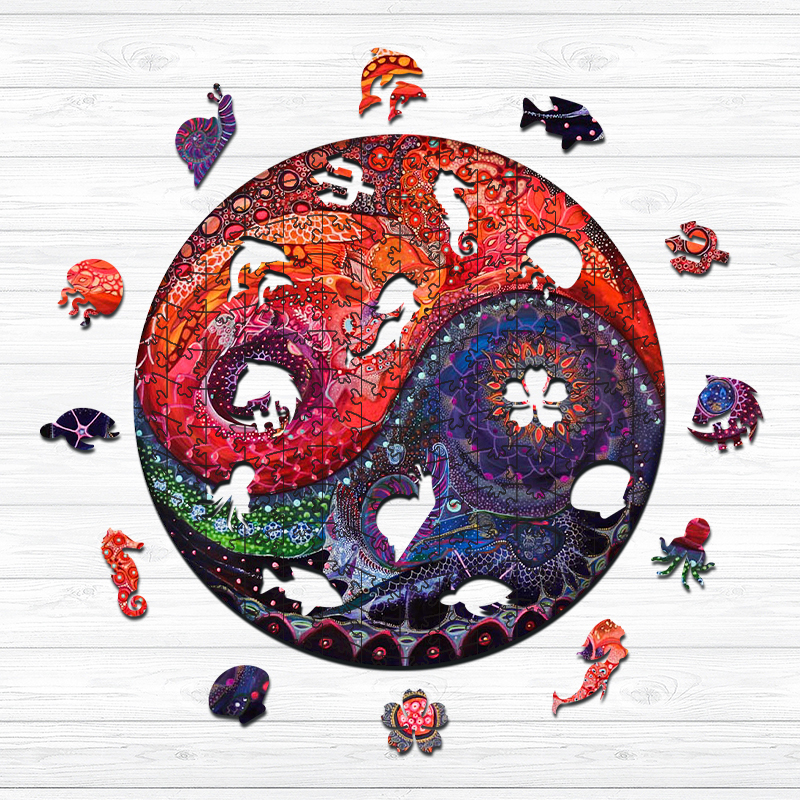 Yin Yang Mandala Equilíbrio Wooden Jigsaw Puzzle - aimpuzzle