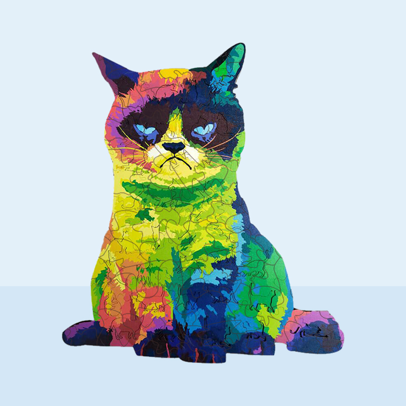 Colorful Cat Wooden Jigsaw Puzzle - aimpuzzle