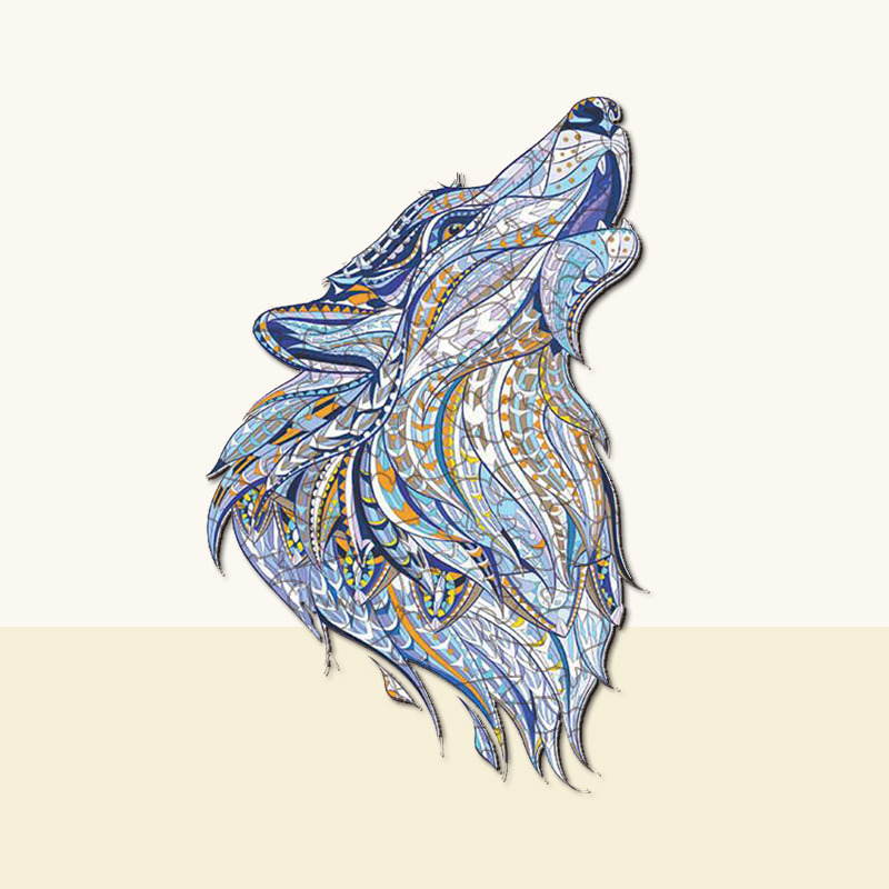 Blue Wolf Wooden Jigsaw Puzzle - aimpuzzle