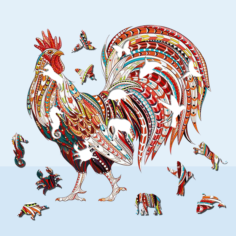 Red Rooster Wooden Jigsaw Puzzle - aimpuzzle