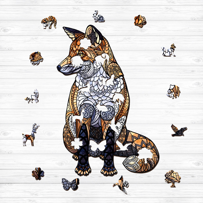 Brown Fox Wooden Jigsaw Puzzle - aimpuzzle
