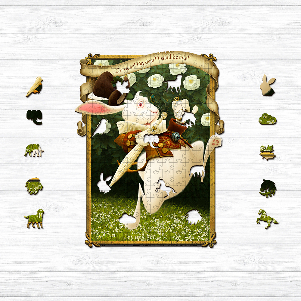 Mr. White Rabbit Wooden Jigsaw Puzzle - aimpuzzle