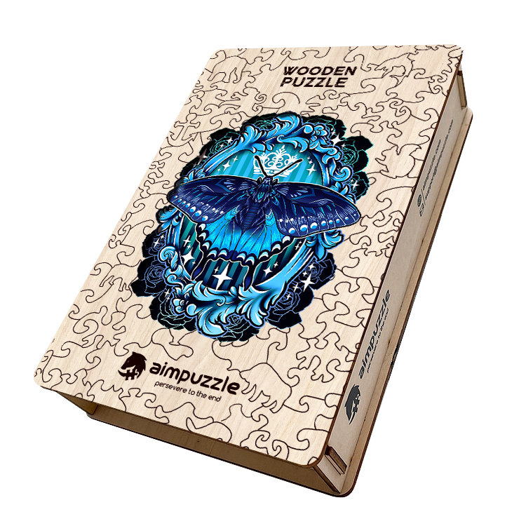 Blue Butterfly Wooden Jigsaw Puzzle - aimpuzzle