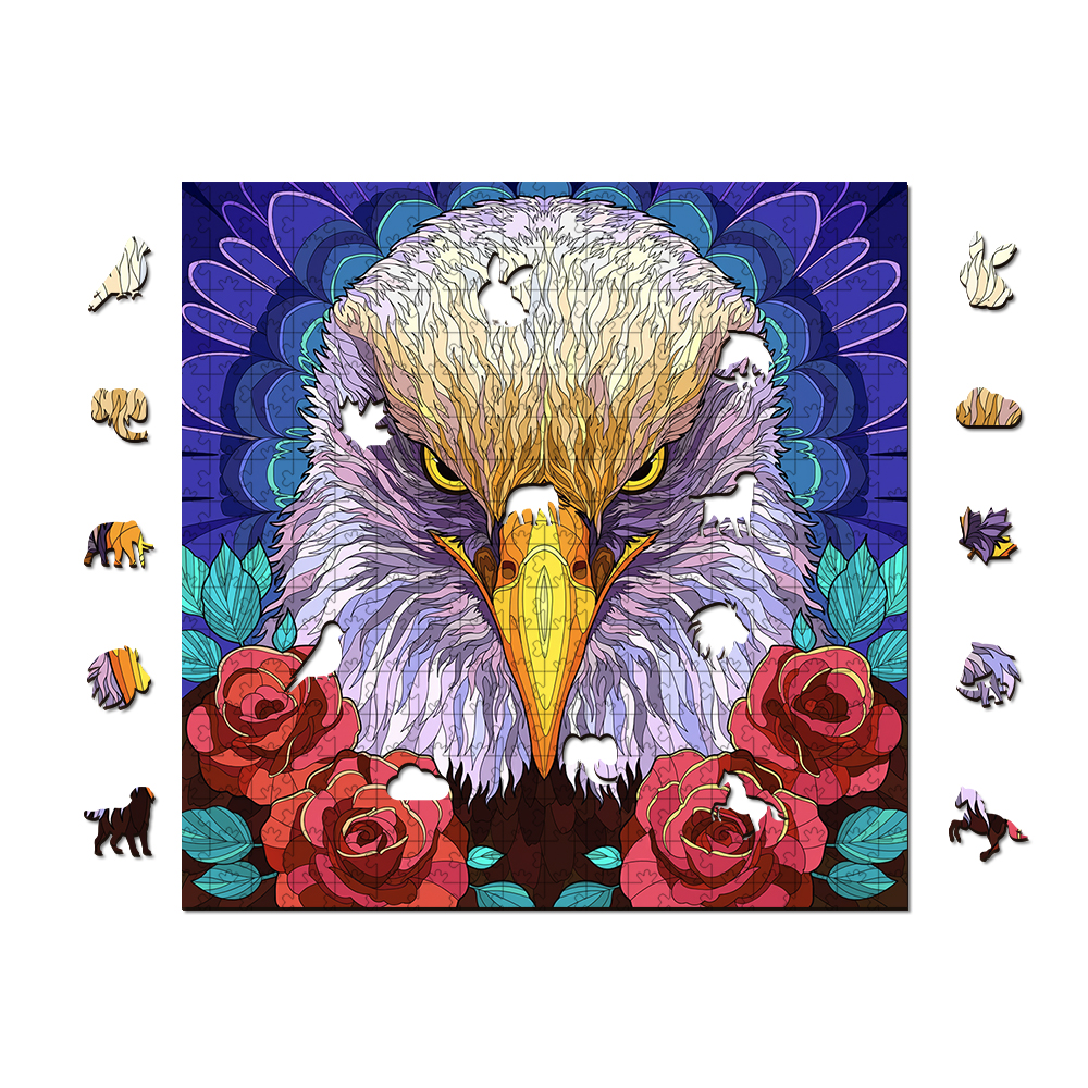 Flower Eagle Wooden Jigsaw Puzzle - aimpuzzle
