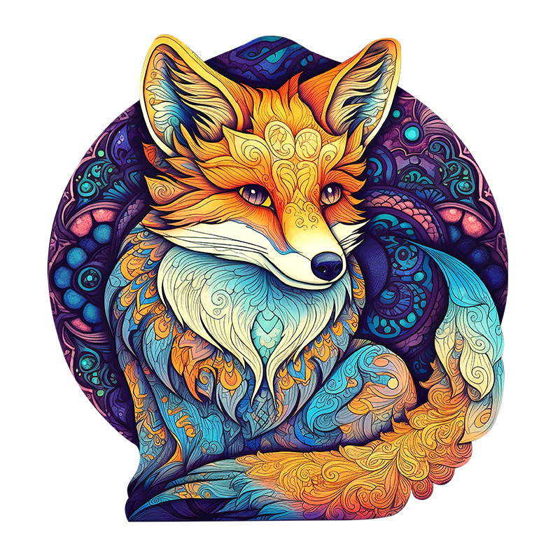 Purple Fox Wooden Jigsaw Puzzle - aimpuzzle