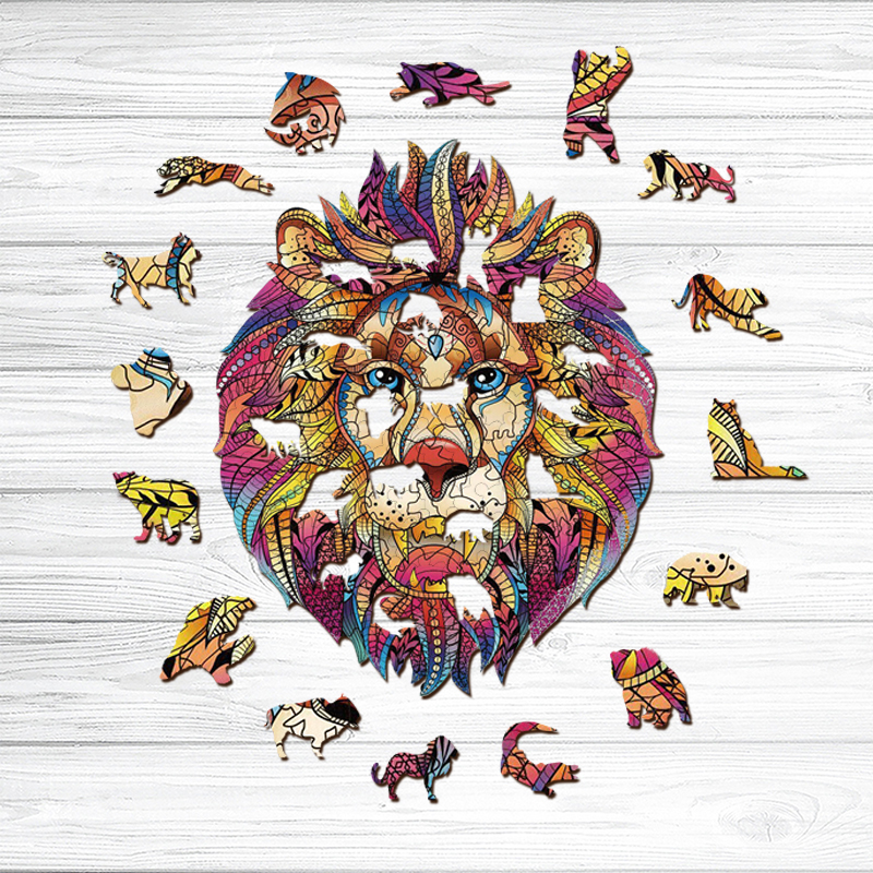 Lion Mandala Wooden Jigsaw Puzzle - aimpuzzle