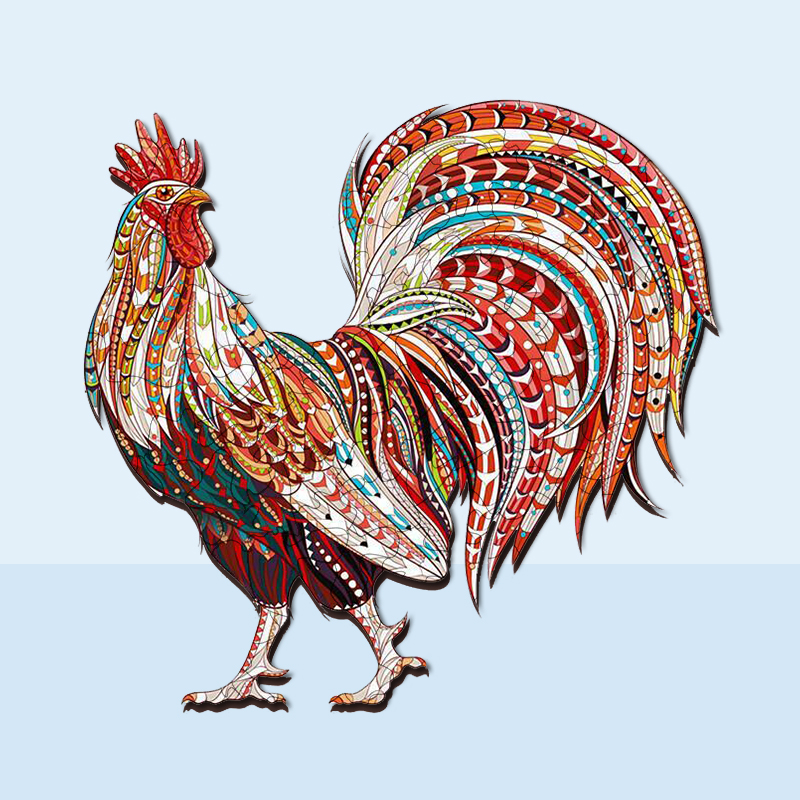 Red Rooster Wooden Jigsaw Puzzle - aimpuzzle