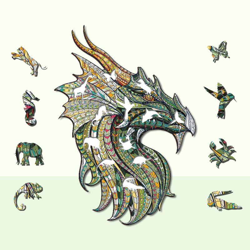 Green Dragon Wooden Jigsaw Puzzle - aimpuzzle