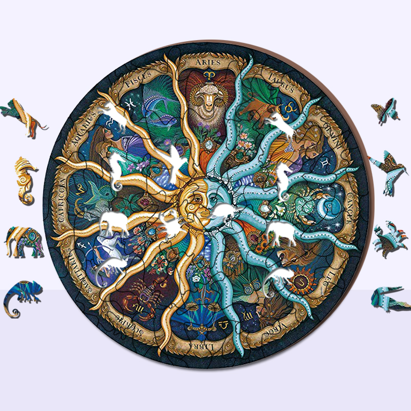 Zodiac Signs Sun Wooden Jigsaw Puzzle - aimpuzzle