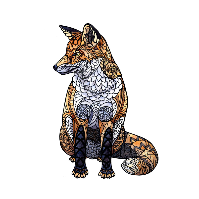 Brown Fox Wooden Jigsaw Puzzle - aimpuzzle