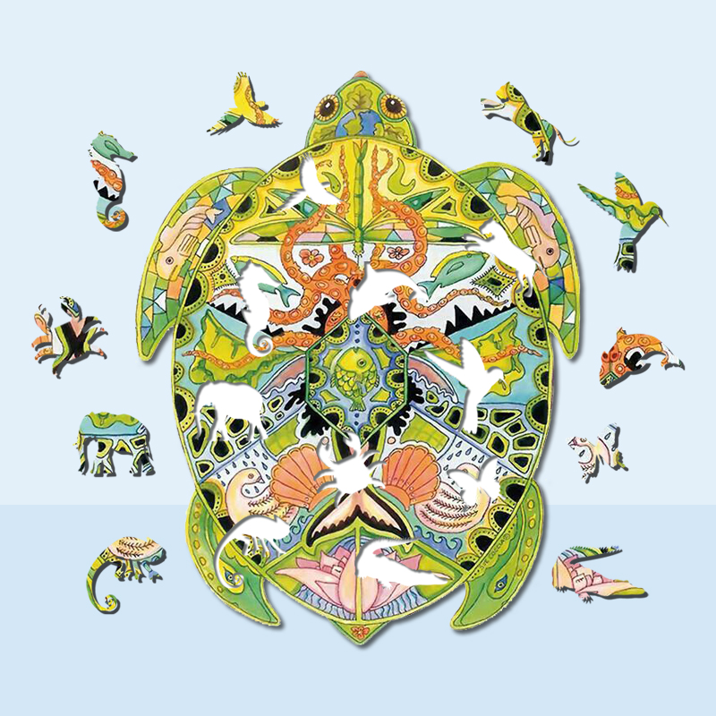 Green Turtle Wooden Jigsaw Puzzle - aimpuzzle