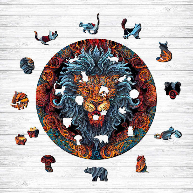 Furious Lion Wooden Jigsaw Puzzle - aimpuzzle