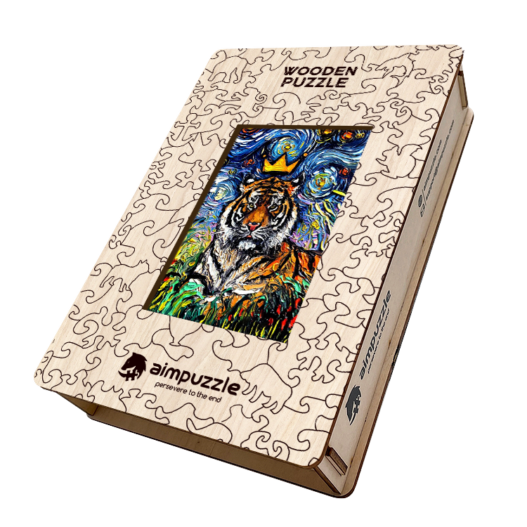 Starry Night Tiger King Wooden Jigsaw Puzzle - aimpuzzle