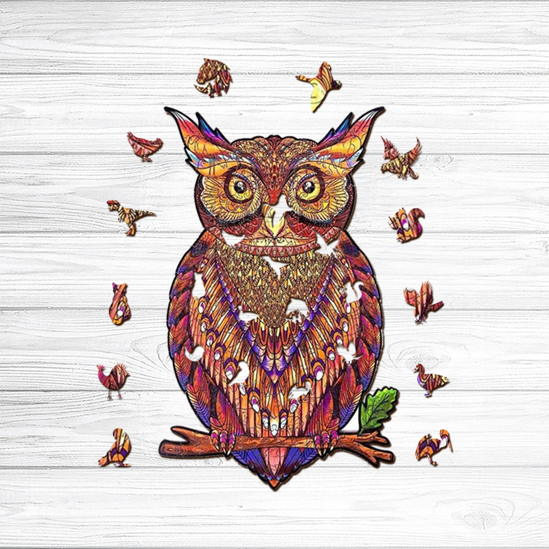 Red Owl Wooden Jigsaw Puzzle - aimpuzzle