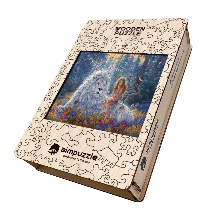 White Lion Wooden Jigsaw Puzzle - aimpuzzle