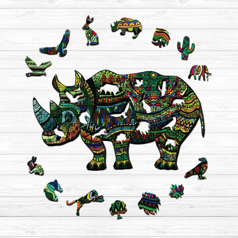 Rhino Wooden Jigsaw Puzzle - aimpuzzle