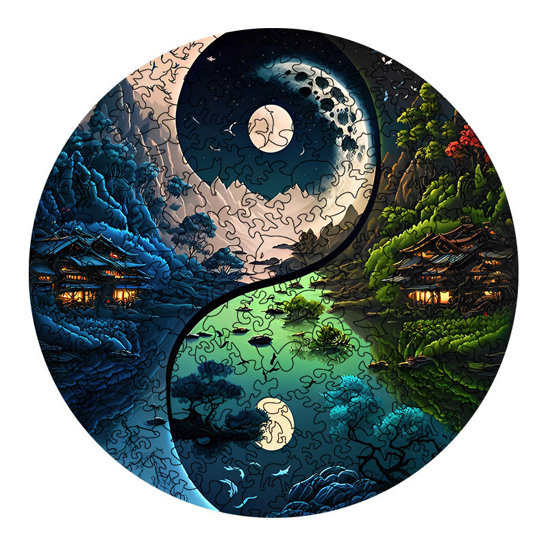 Yin Yang Nature Landscape Wooden Jigsaw Puzzle - aimpuzzle