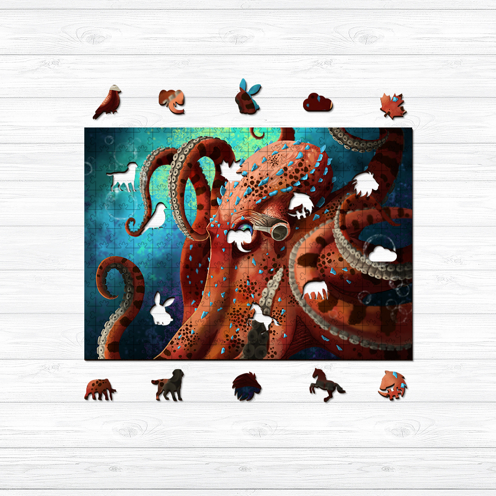 Sea Monster Octopus Wooden Jigsaw Puzzle - aimpuzzle