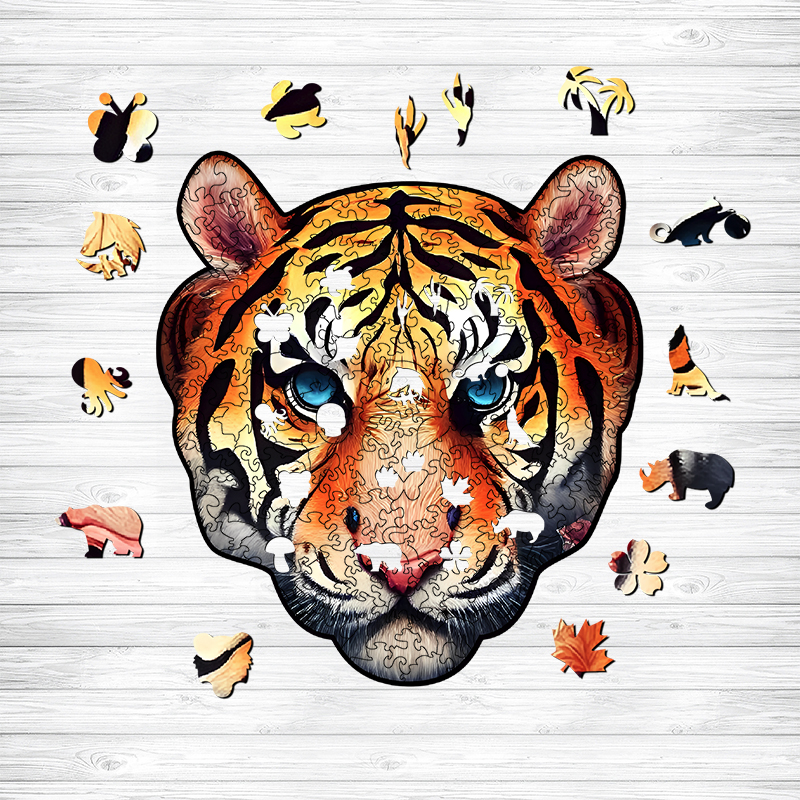 Blazing Tiger Wooden Jigsaw Puzzle - aimpuzzle