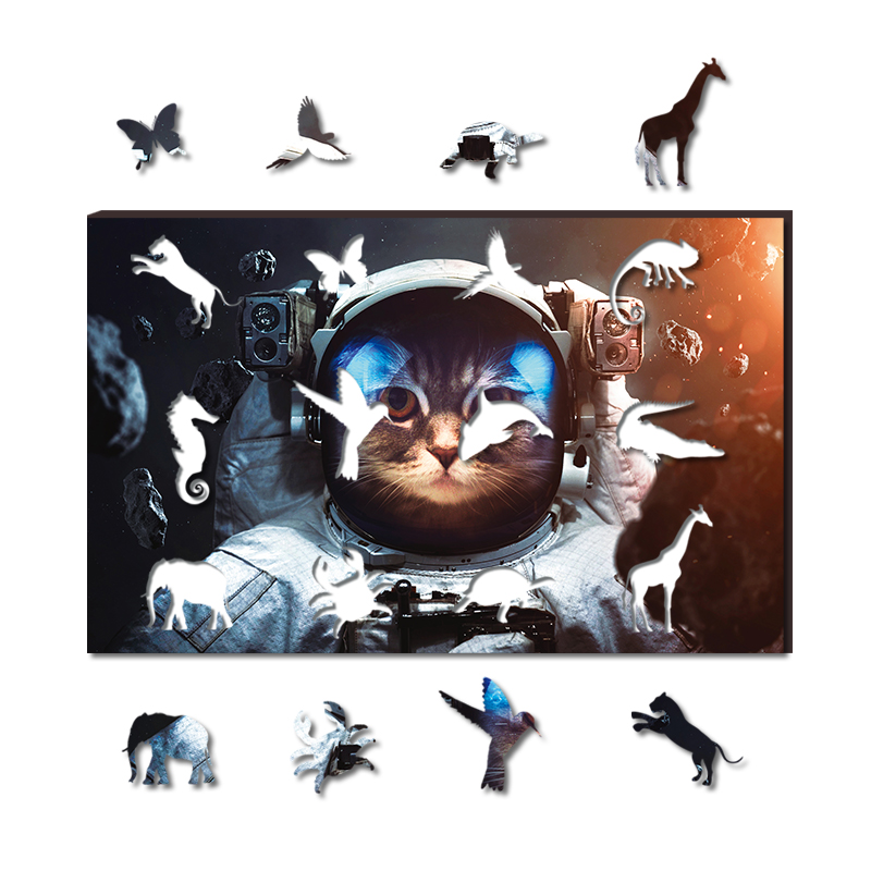 Space Cat Wooden Jigsaw Puzzle - aimpuzzle