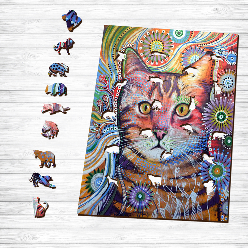 Tabby Cat Wooden Jigsaw Puzzle - aimpuzzle