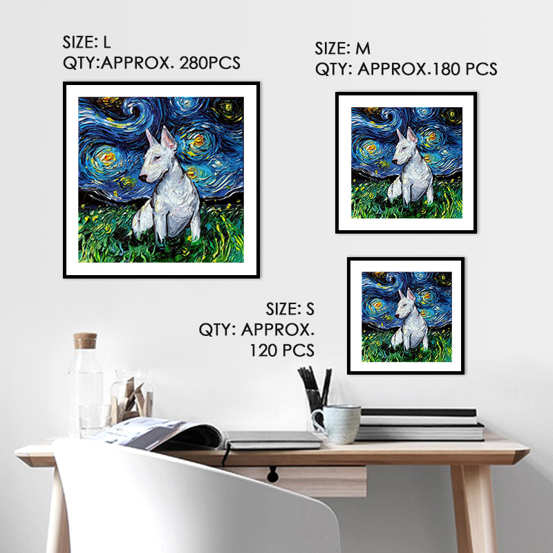Starry Night Bull Terrier Wooden Jigsaw Puzzle - aimpuzzle