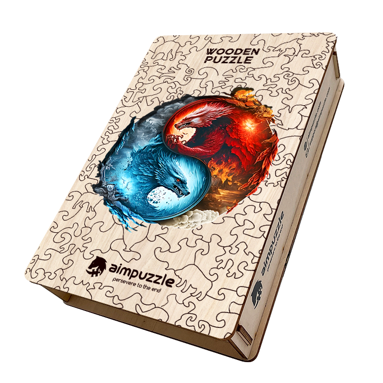 Fearles Water And Fire Dragon Yinyang Wooden Jigsaw Puzzle - aimpuzzle