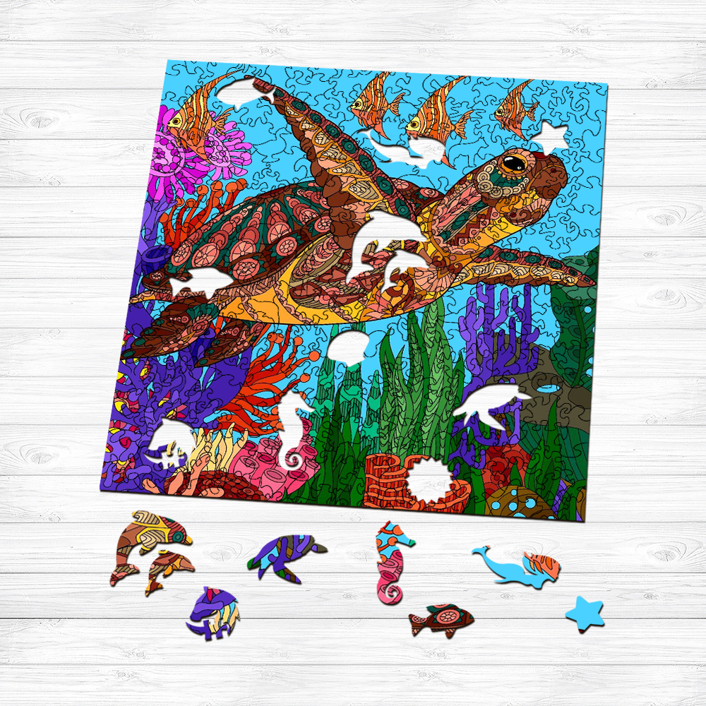 Submarine Sea Turtles Wooden Jigsaw Puzzle - aimpuzzle