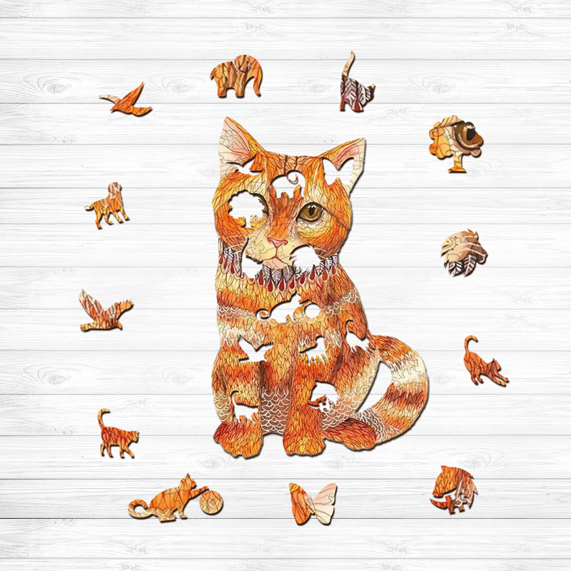 Orange Cat Wooden Jigsaw Puzzle - aimpuzzle