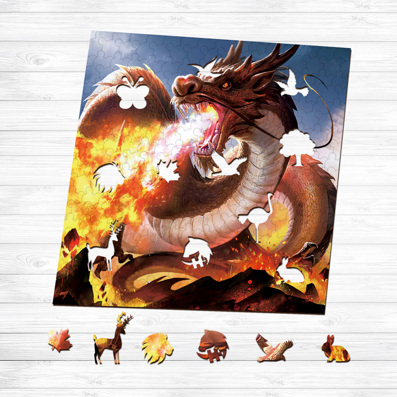 Fire Dragon Wooden Jigsaw Puzzle - aimpuzzle