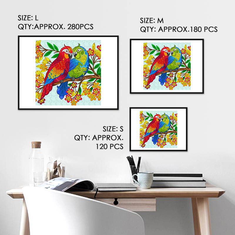 Couple Parrots Wooden Jigsaw Puzzle - aimpuzzle