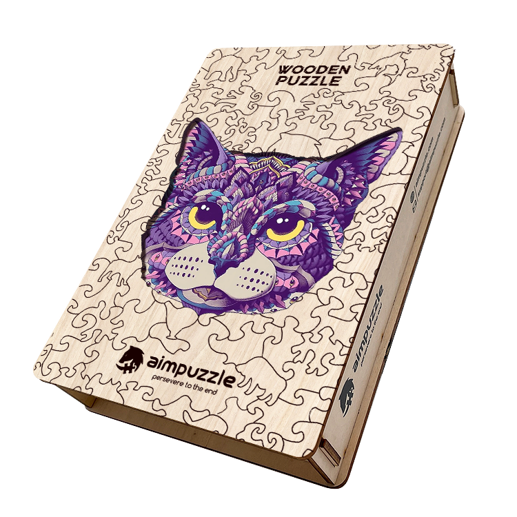 Purple Cat Wooden Jigsaw Puzzle - aimpuzzle