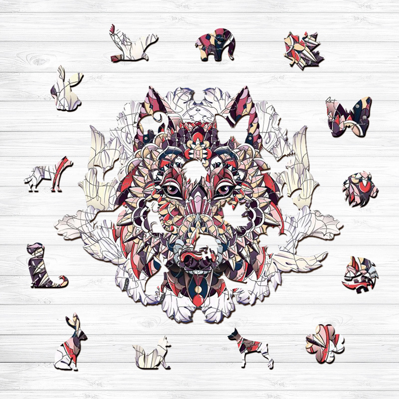 Purple Wolf Wooden Jigsaw Puzzle - aimpuzzle