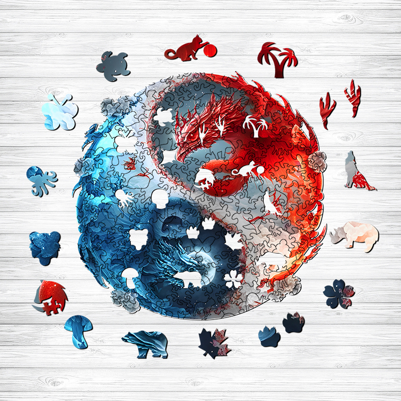 Protector of Water And Fire Dragon Wooden Jigsaw Puzzle - aimpuzzle