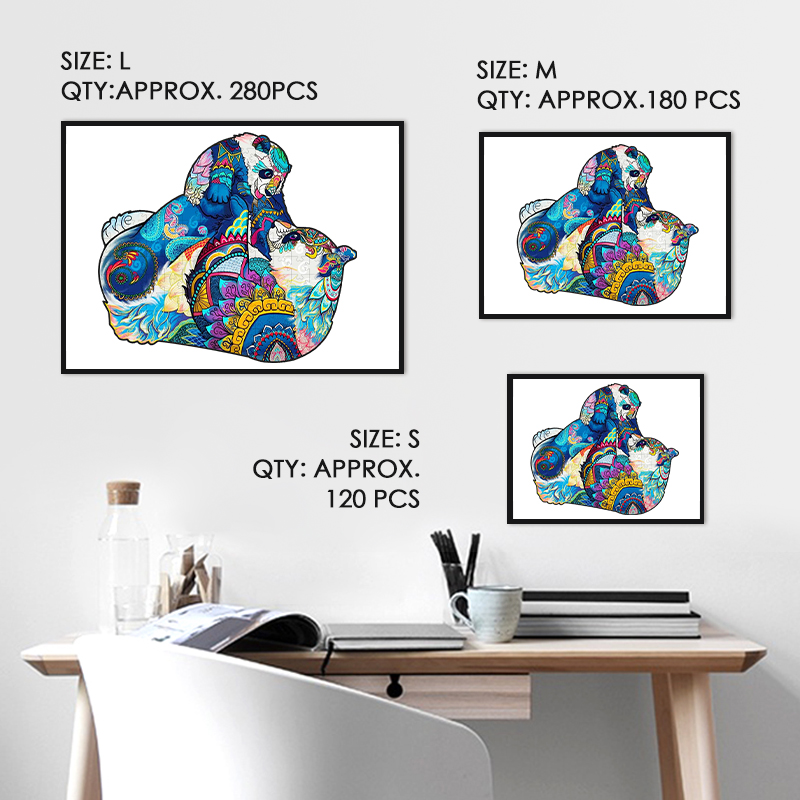 Panda Mum and Baby Wooden Jigsaw Puzzle - aimpuzzle