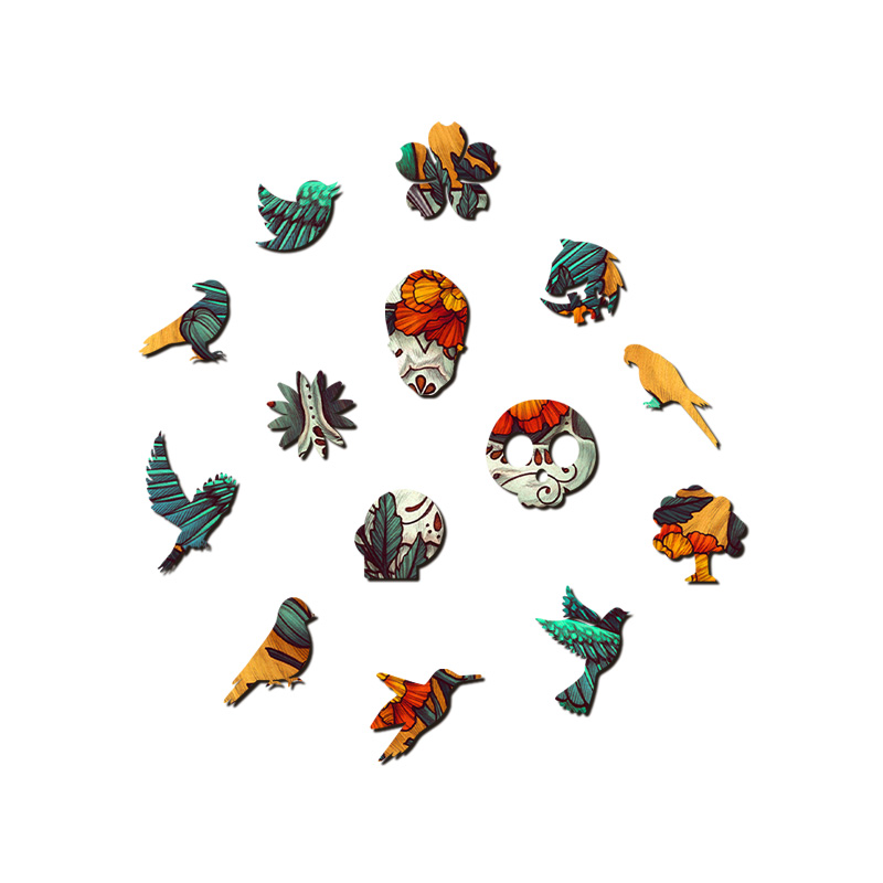 Skull Hummingbirds Wooden Jigsaw Puzzle - aimpuzzle