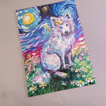 Van Gogh Samoyed Wooden Jigsaw Puzzle - aimpuzzle