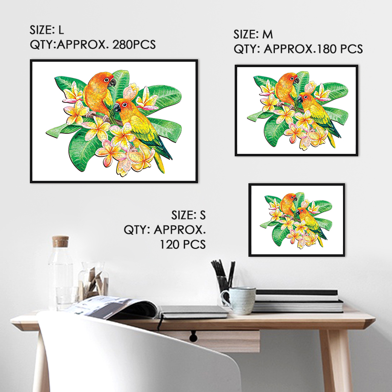 Yellow Couple Parrots Parrot Wooden Jigsaw Puzzle - aimpuzzle