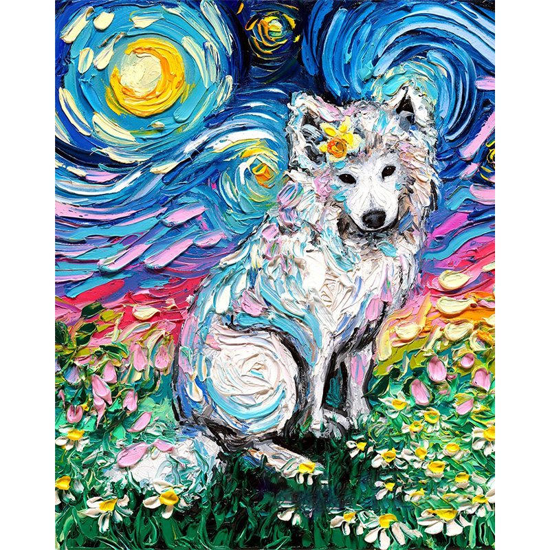 Van Gogh Samoyed Wooden Jigsaw Puzzle - aimpuzzle