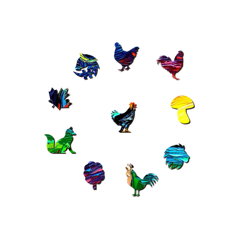 Oil Painting Rooster Wooden Jigsaw Puzzle - aimpuzzle