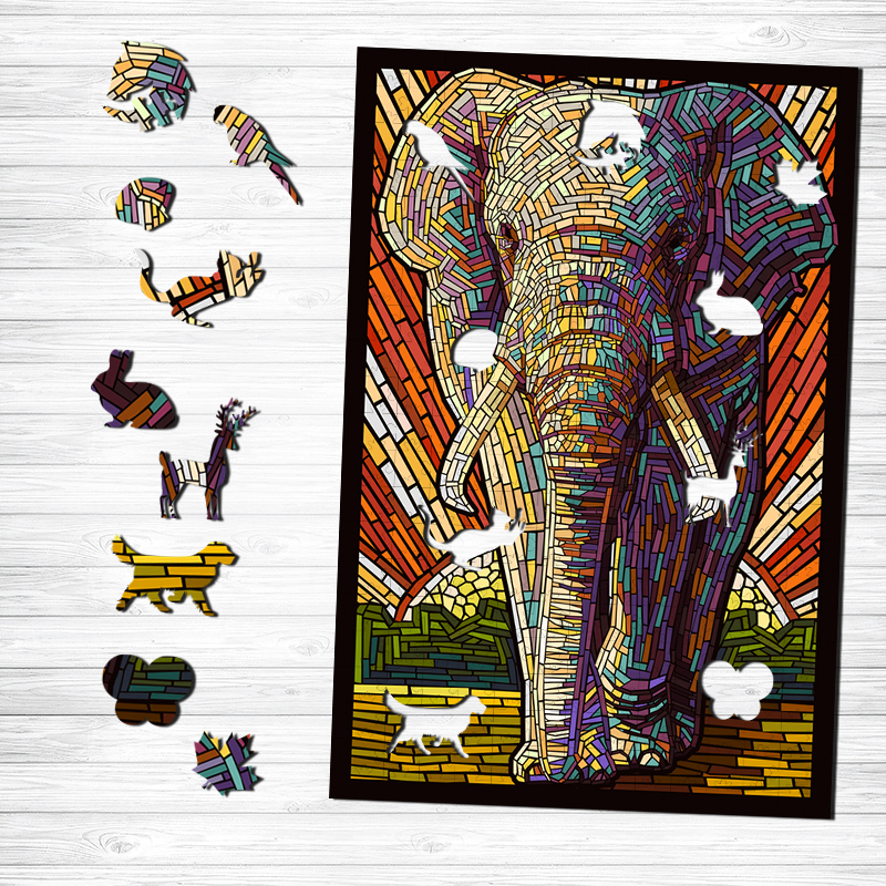 African Elephant Art Wooden Jigsaw Puzzle - aimpuzzle