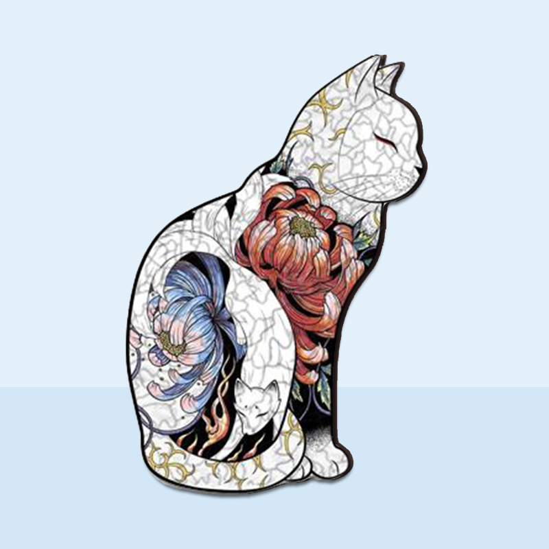 White Cat Wooden Jigsaw Puzzle - aimpuzzle