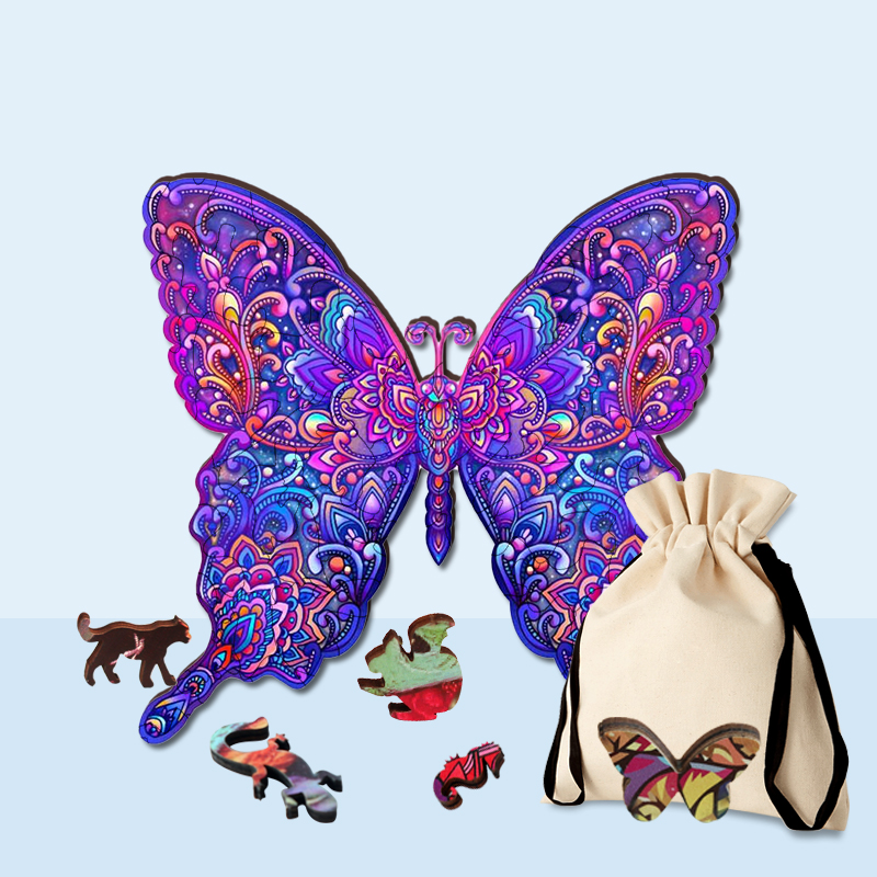 Purple Butterfly Wooden Jigsaw Puzzle - aimpuzzle