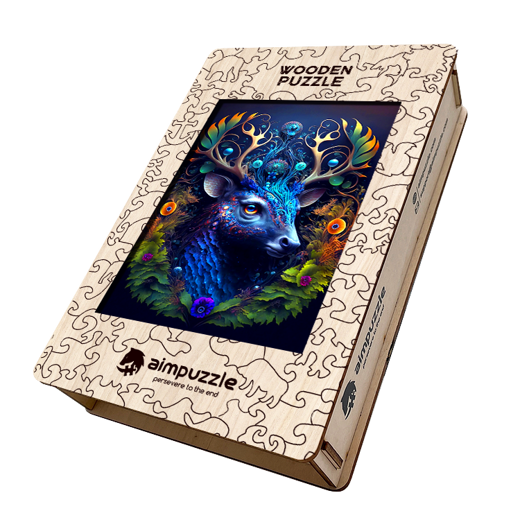 Magical Blue Deer Wooden Jigsaw Puzzle - aimpuzzle