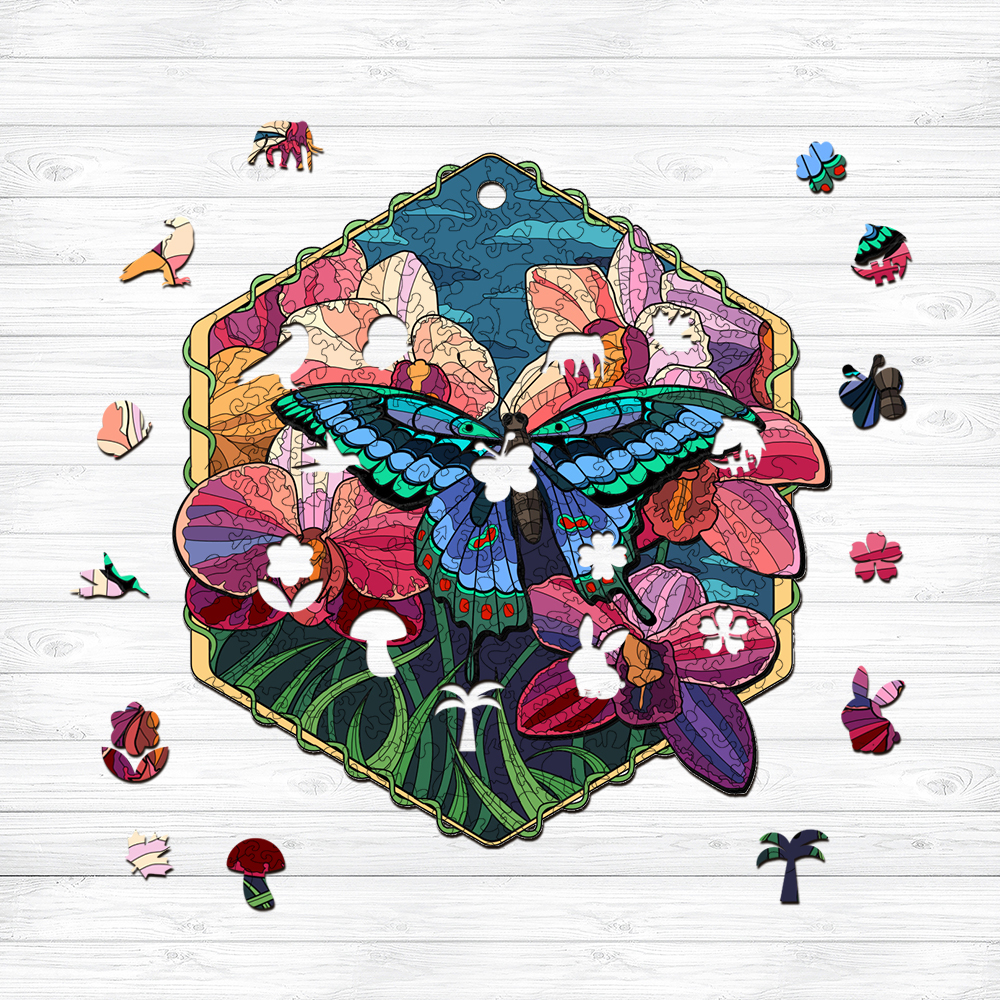 Flowering Butterflies Wooden Jigsaw Puzzle - aimpuzzle