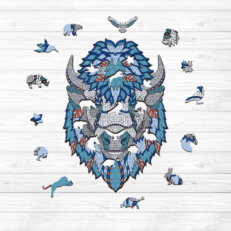 Blue Bull Wooden Jigsaw Puzzle - aimpuzzle
