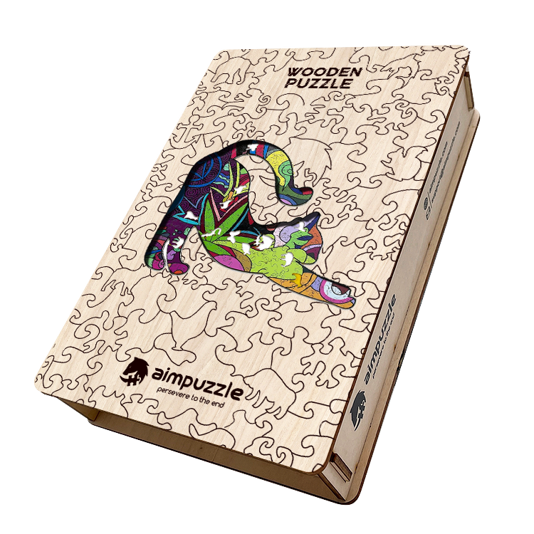 Stretching cat Wooden Jigsaw Puzzle - aimpuzzle