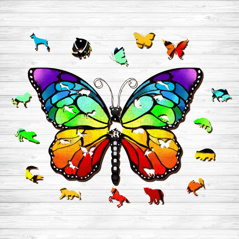 Rainbow Butterfly Wooden Jigsaw Puzzle - aimpuzzle