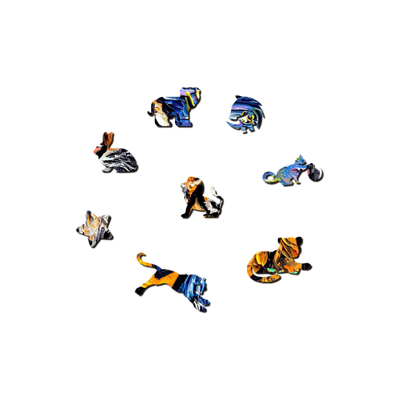 Starry Night Tiger King Wooden Jigsaw Puzzle - aimpuzzle