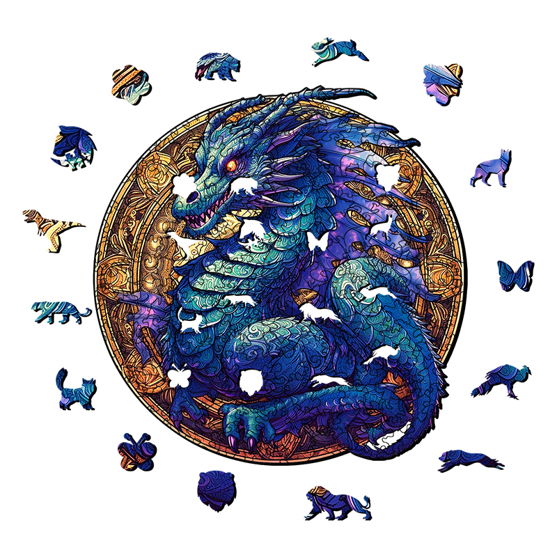 Blue Dragon Wooden Jigsaw Puzzle - aimpuzzle